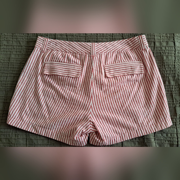 Land's End Women's Red & Ivory Linen Cotton Shorts US Size 12 - Picture 2 of 8